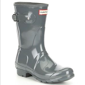 Gloss Gray Hunter Rain boots (short) size 8